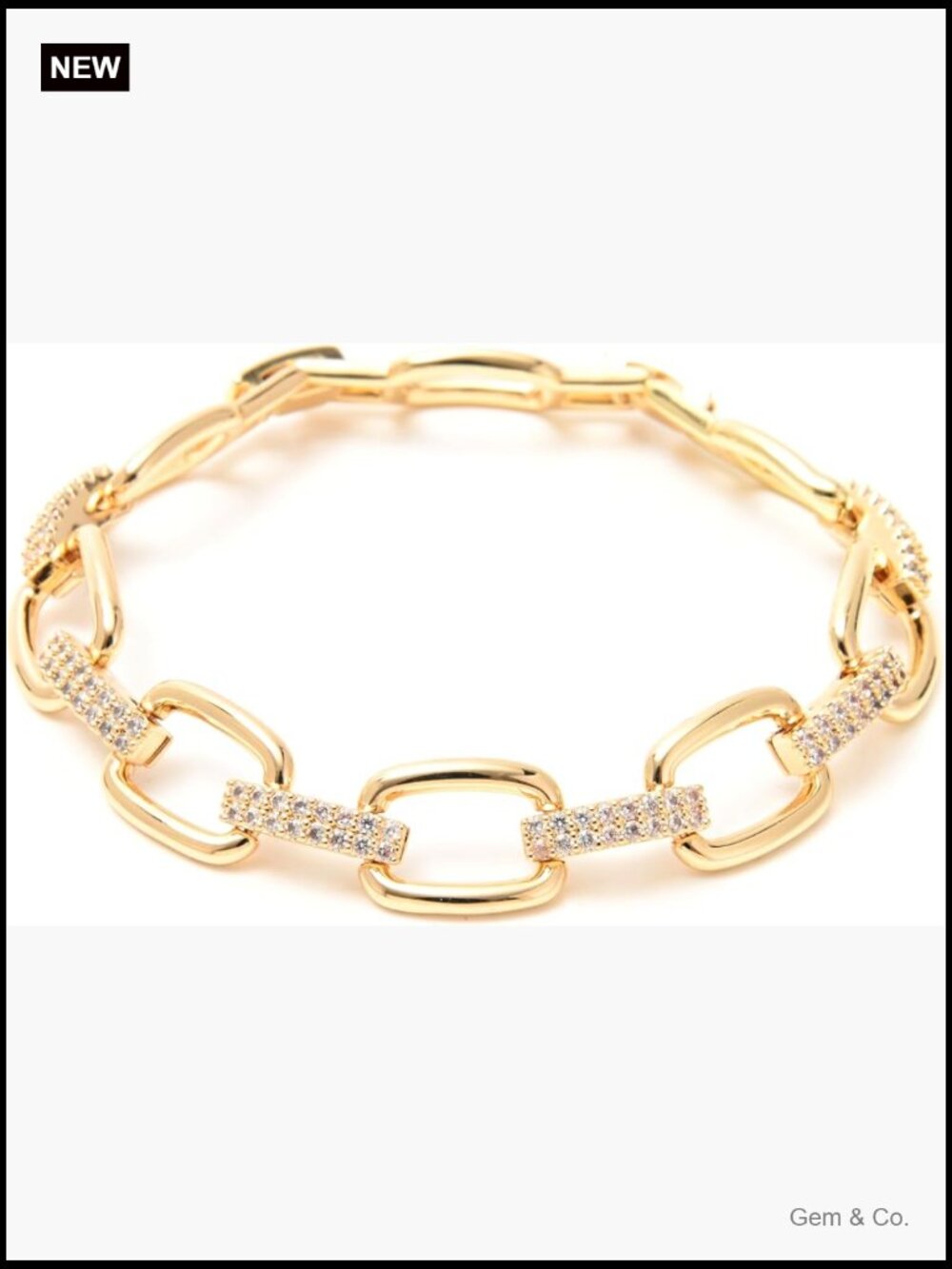 Curb Chain Bracelet with Toggle Clasp - 14K Gold Plated Women's Fashion Jewelry